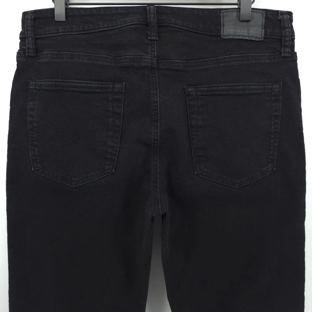 American Eagle Mens Jeans Airflex+ 34x32 Black Slim Straight Stretch Denim